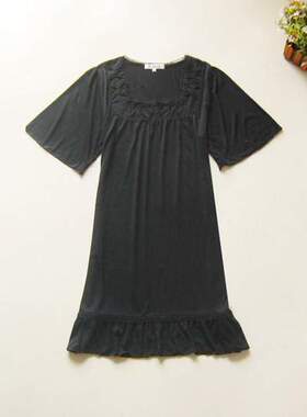 日单bate* mouche,月牙儿褶,宽荷叶边,方领短袖连衣裙-M/L#ae809