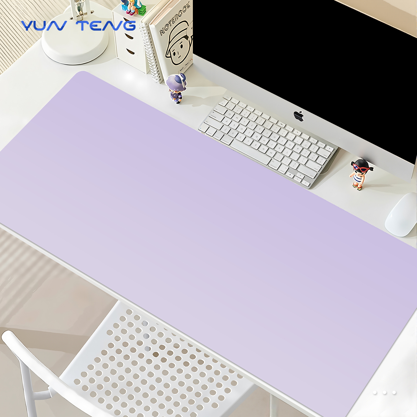 紫色渐变色鼠标垫子女生PU皮革办公室桌垫高颜值电脑键盘垫滑鼠垫