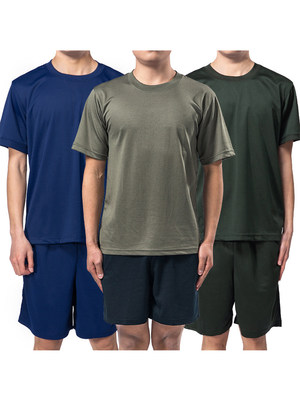 体能训练服套装夏季绿色短袖速干t恤男士户外跑步运动服弹力