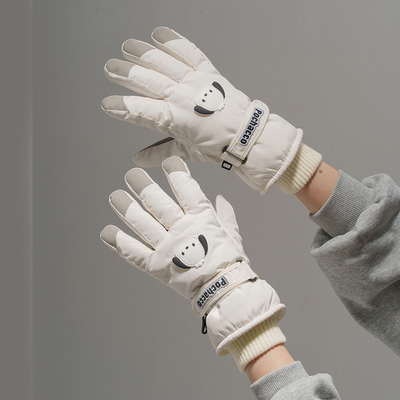 可爱滑雪手套女生秋冬季加绒触屏