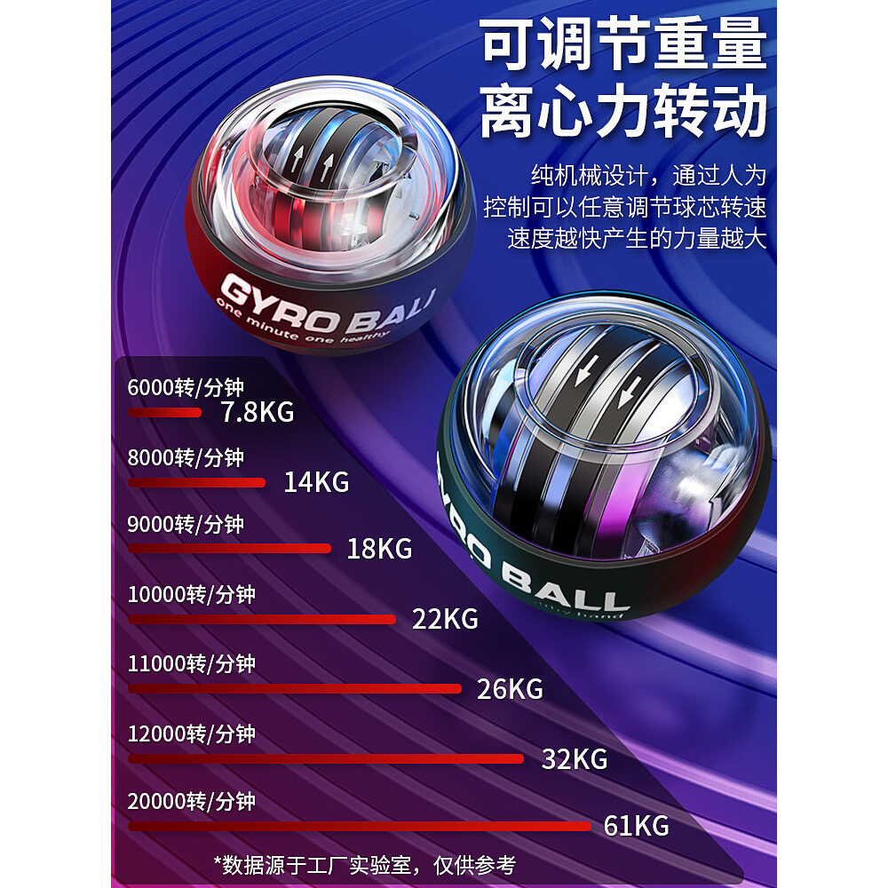腕力球自启动离心腕力球臂力握手万力腕力器锻炼健身器材静音炫光