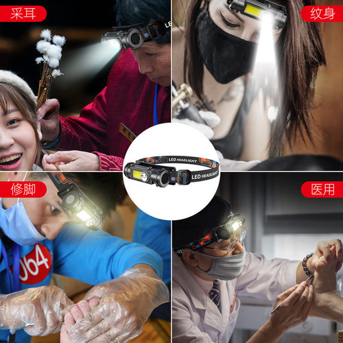 采耳头灯聚光修脚师挖耳掏耳朵充电款头戴式工作led小型轻便照明