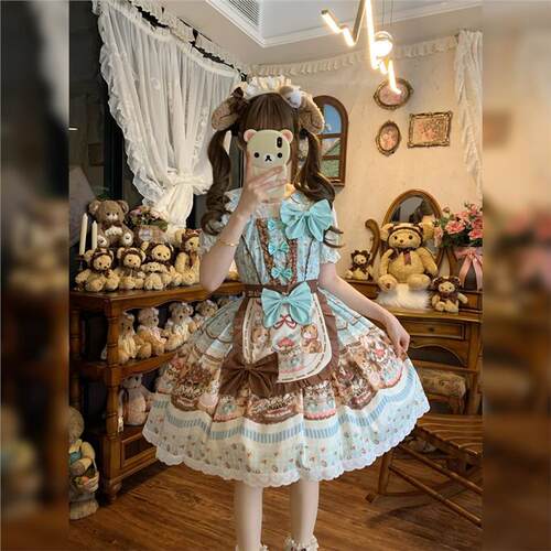 薄巧小熊梦屿甜霜Lolita原创正品薄巧色可爱jsk洛丽塔公主裙子