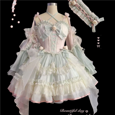 山茶雨泡泡熊原创设计Lolita洛丽塔Lo裙仙女风甜美公主连衣裙