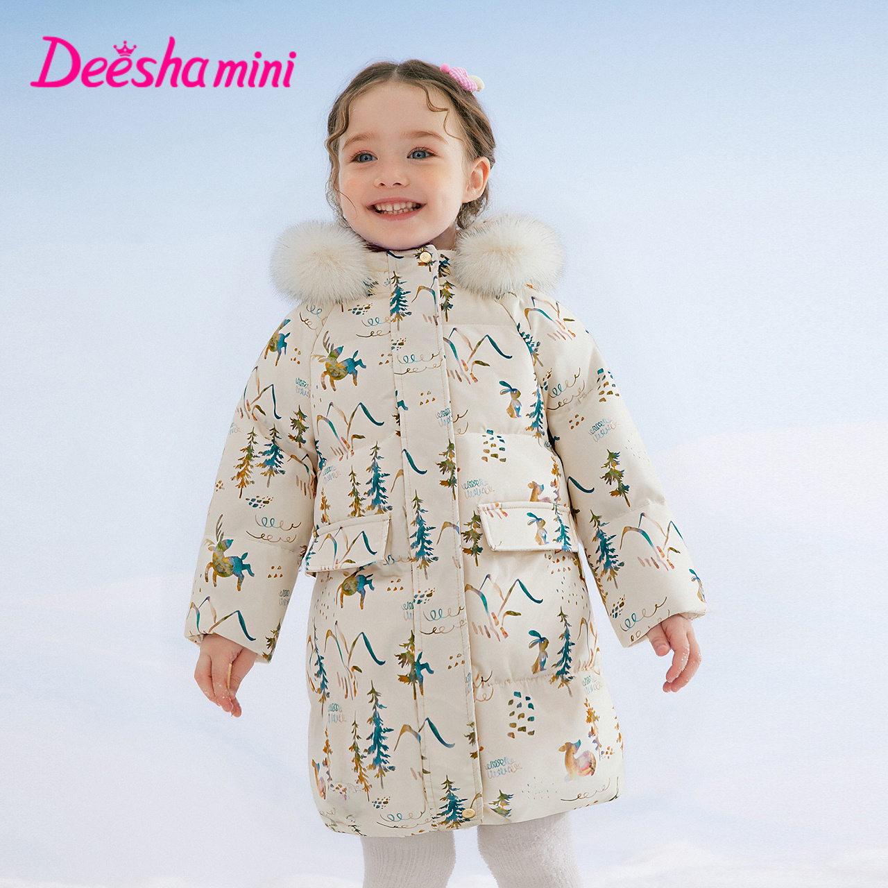 笛莎Deesha 童装女童羽绒服2022冬季新款时尚长款羽绒服