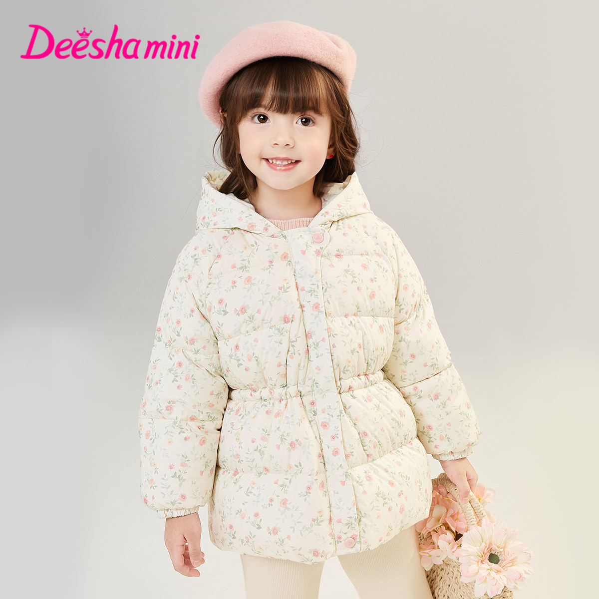 笛莎女童羽绒服2023冬季新款宝宝轻薄长款羽绒服