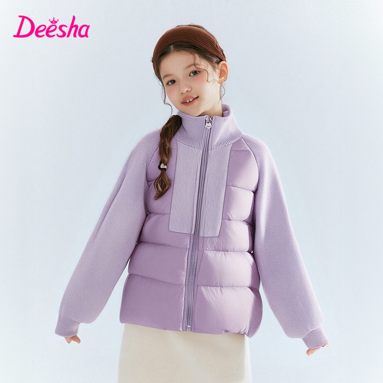 笛莎Deesha 童装女童羽绒服2023冬季新款时尚长款羽绒服