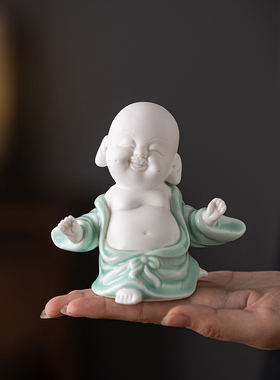 陶瓷招财开心弥勒佛小摆件