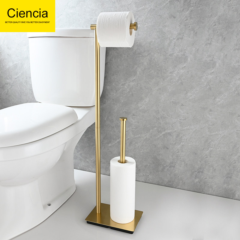不锈钢免打孔创意立式纸巾架卫生间可移动卷纸架浴室落地厕纸架