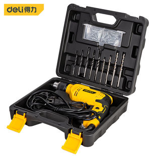得力 DL10 deli 11件套550W手电钻冲击钻家用多功能工具箱组合套装