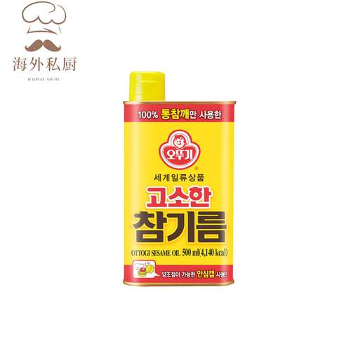 韩国进口不倒翁香油500ml韩式拌饭芝麻油食用油调味油罐装545