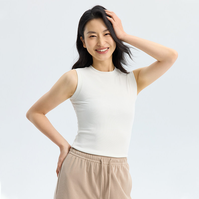 G修身遮副乳无袖背心DJQ5520宽肩圆领修身遮副乳打底衫内搭纯色