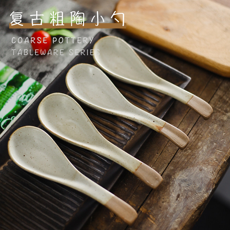 手工创意日式饭勺复古家用粗陶