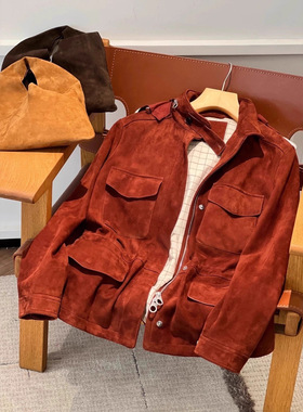 现货高丝旅行者】新色SHOU发~英国稀有胎羊反绒麂皮绒休闲服皮衣