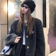 YUYUREAL 山茶日记 经典气质小香仿羊毛夹棉软呢宽肩显瘦外套