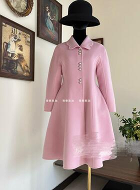 赫本风女长款收腰显瘦裙摆羊毛呢大衣外套2024秋冬新优雅极简定制