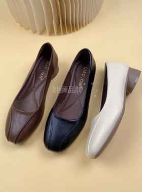 【翘颜品牌】夏季新款方头休闲风时尚舒适设计软底百搭单鞋3309