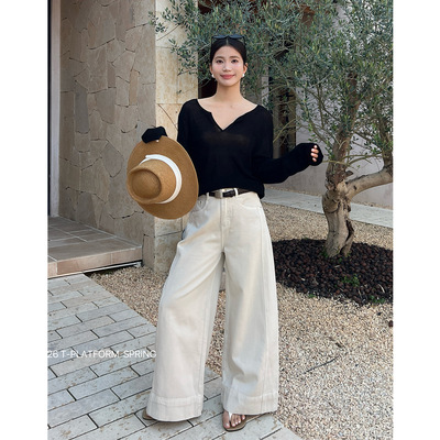 T-PLATFORM十三行 早春新款韩系时尚垂感裤子高腰阔腿休闲裤68111