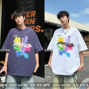 乔迪丹娜2025夏季新款男大童短袖宽松青少年洋气百搭半袖上衣潮