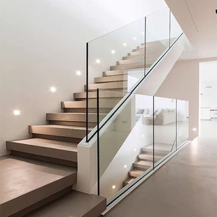 深圳预埋款玻璃楼梯扶手U型槽钢化玻璃扶手玻璃护栏玻璃定制安装
