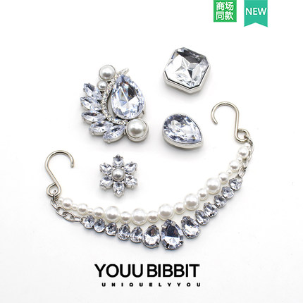 新款洞洞鞋配饰鞋花适配洞洞鞋装饰扣复古晚宴誓言金属钻石鞋扣