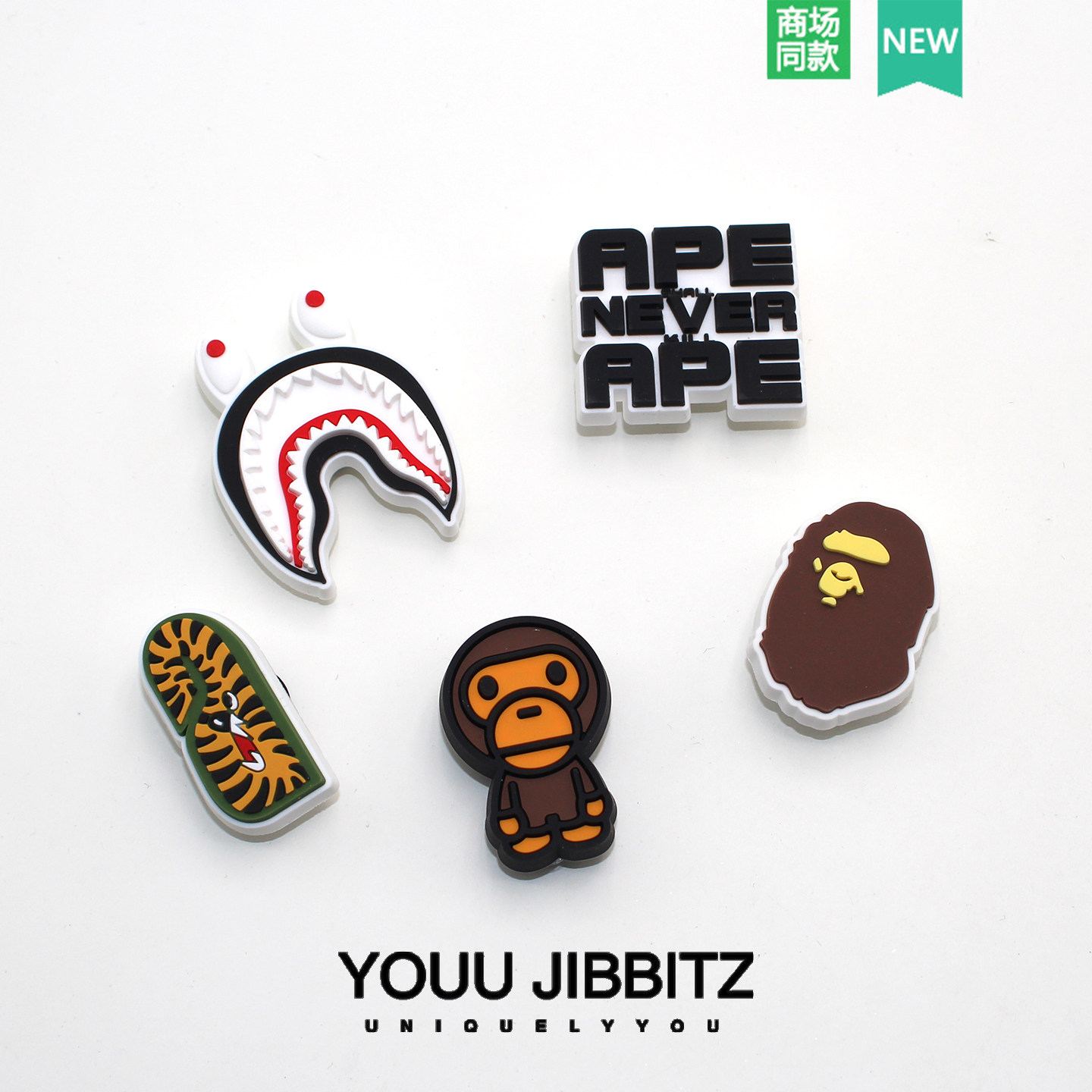 新款洞洞鞋配饰鞋花鞋上DIY装饰配件 卡通可爱鞋扣猿人鲨鱼小猴子