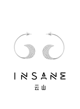 INSANE/云山 铜合金耳饰 逐月Moon小众极简锤纹个性耳钉