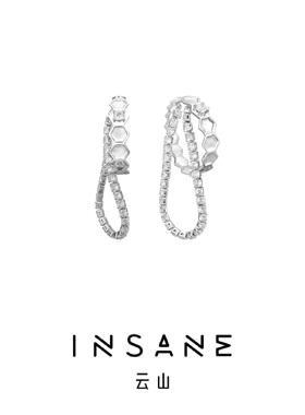 INSANE/云山 铜合金合成锆石耳饰 小众百搭个性蜂巢系列流苏耳扣