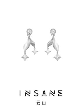INSANE/云山 铜合金合成锆石耳饰 小众百搭气质人鱼系列简约耳钉