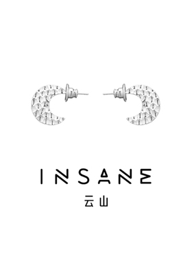 INSANE/云山 铜合金耳饰 逐月Moon小众精致百搭锤纹耳钉