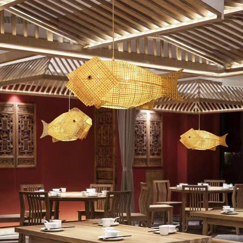 田园竹艺吊灯客厅茶餐厅大厅灯创意民宿卧室酒店竹丝吊灯灯具