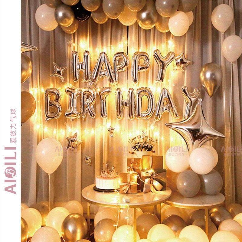 生日气球套装宝宝周岁装饰儿童生日场景布置用品气球生日投屏气球