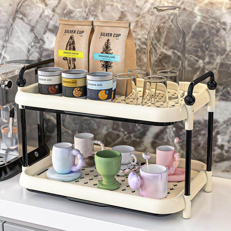 奶油风沥水杯架风简约精致置物架客厅厨房餐桌玄关收纳架水杯架