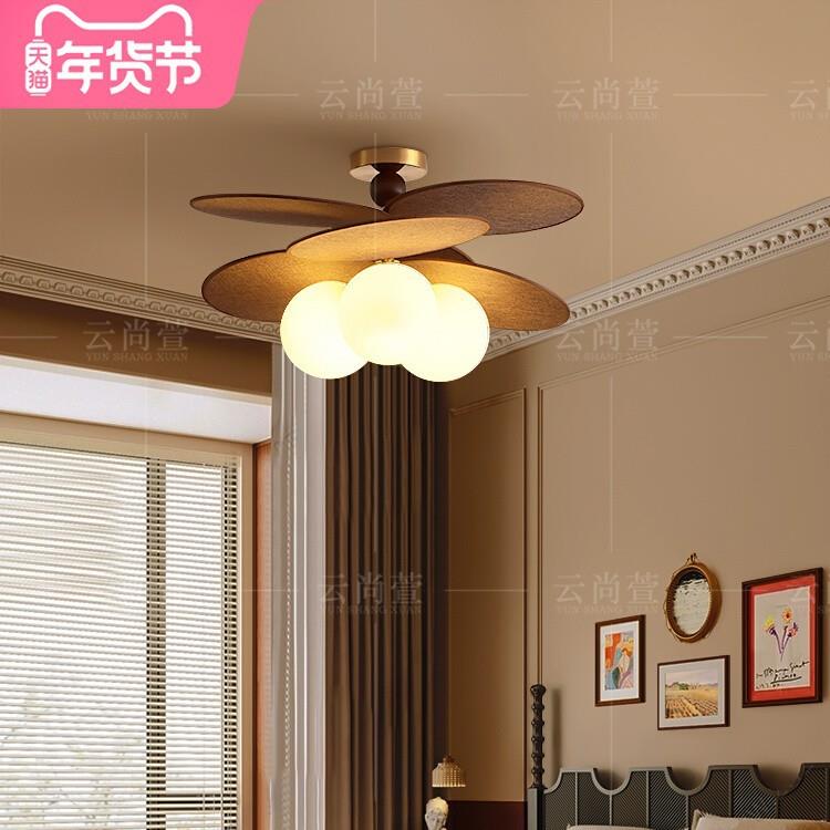 法式复古中古主卧室灯藤编日式吸顶灯创意个性原木餐桌餐厅书房灯