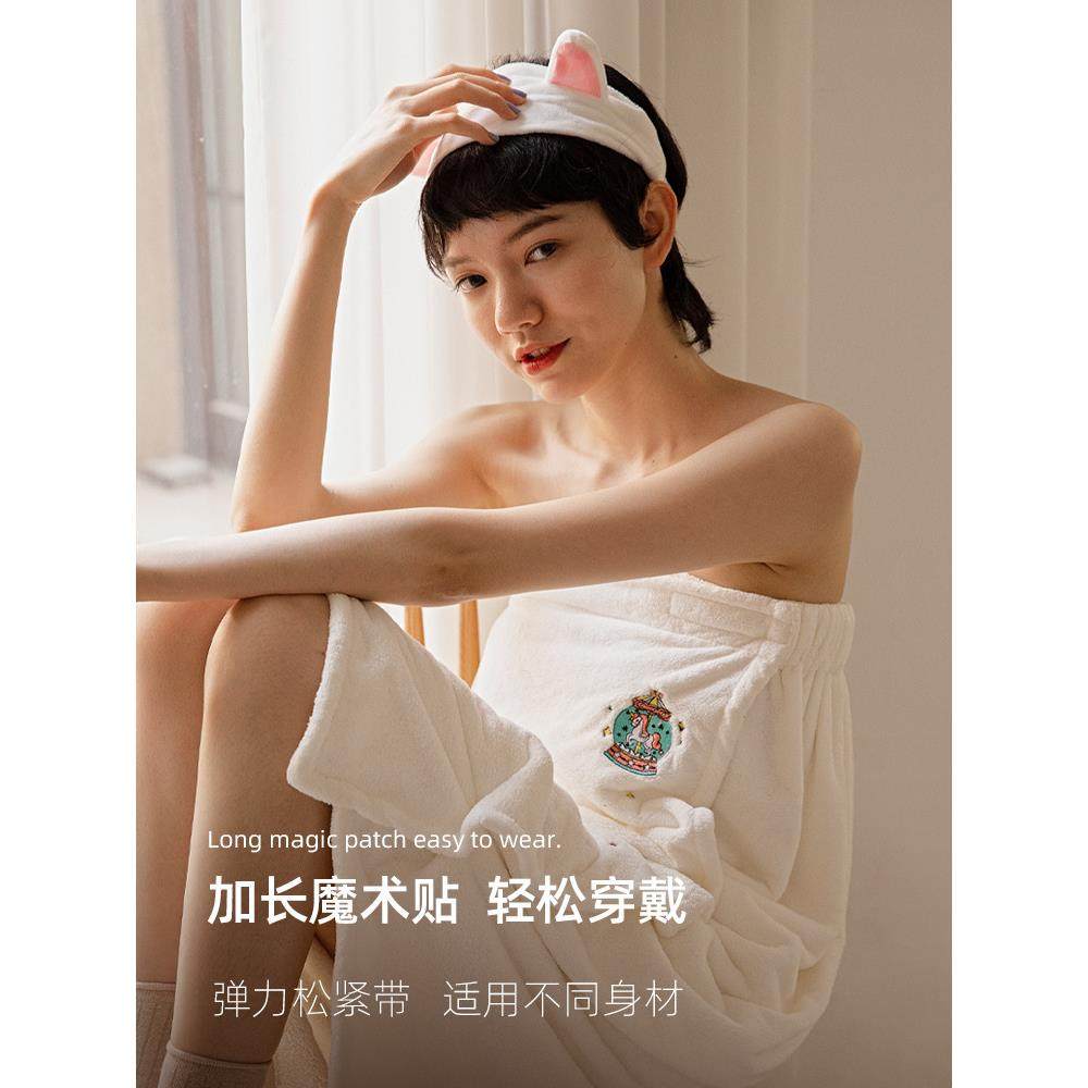 A6L浴巾家用女可穿可裹纯棉吸水速干不易掉毛巾大浴裙薄夏2022新