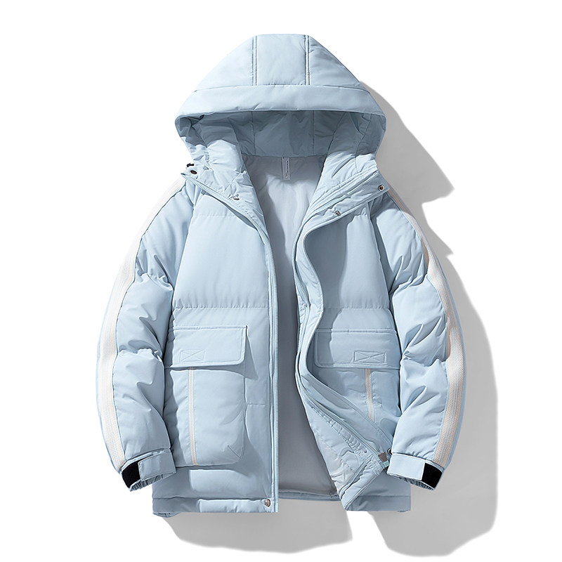 条纹棉服男生2025新款冬季连帽青少年工装保暖防寒晋江棉衣外套潮