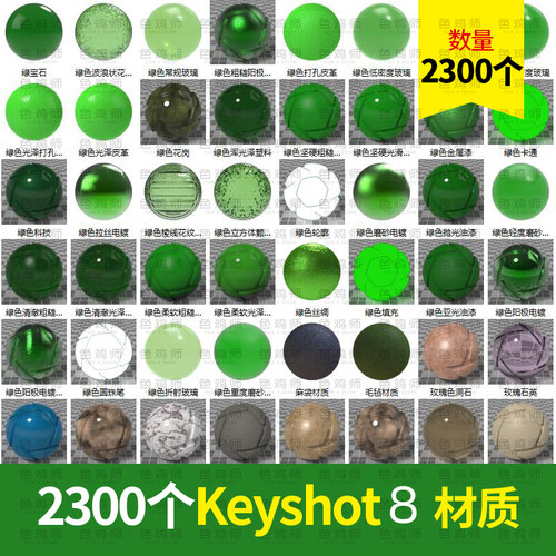 KS 中文材质库 keyshot8 布料纹理玻璃液体车漆宝石环境 材质球包