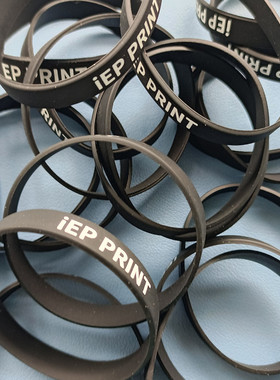 硅胶圈印刷logo定做弹力拉伸胶圈周长180毫米宽9mm蓝色黑色耐老化