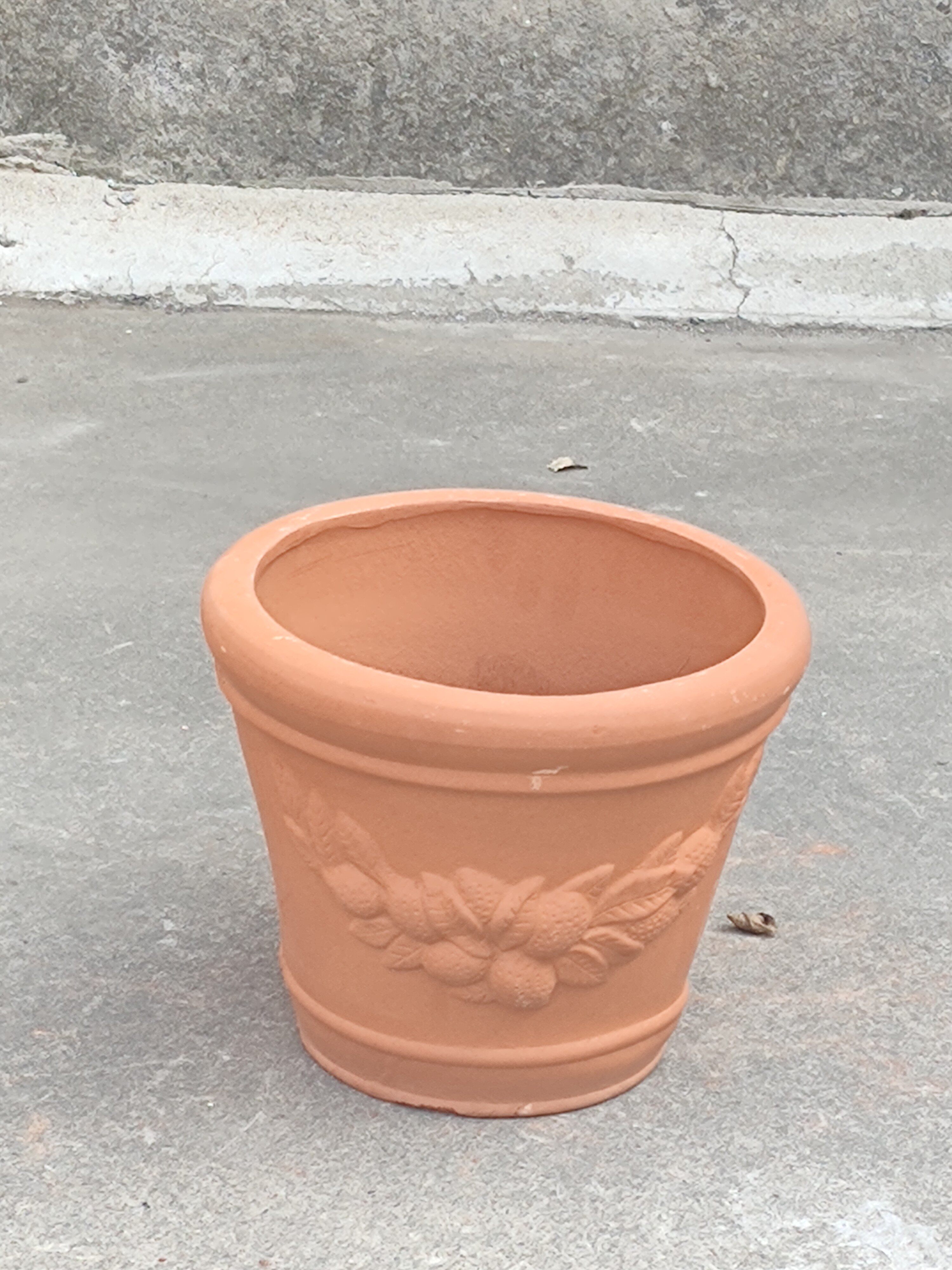 小号柠檬叶红泥陶花盆 庭院户外陶罐装饰 手工制作 陶盆