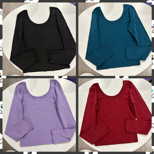 包邮 国内p 方领圆领2面穿 大弹力纯色打底衫几件无补