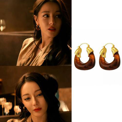 仙女本仙迪丽热巴同款耳环独特琥珀棕色温柔夸张超美不掉色耳饰女