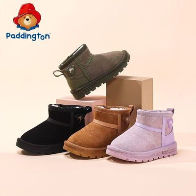 帕丁顿熊儿童雪地靴男童2025冬季新款女宝学步棉靴加绒加厚棉鞋子
