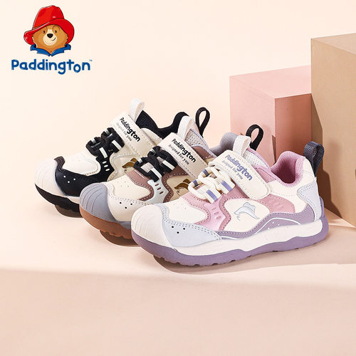 帕丁顿熊儿童运动鞋皮面防水2025秋季新款休闲男童学步鞋女宝宝鞋