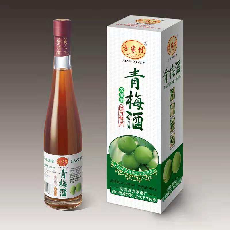 陆河特产方家村青梅酒梅子酒水果低度酒500克8瓶礼盒广东包邮
