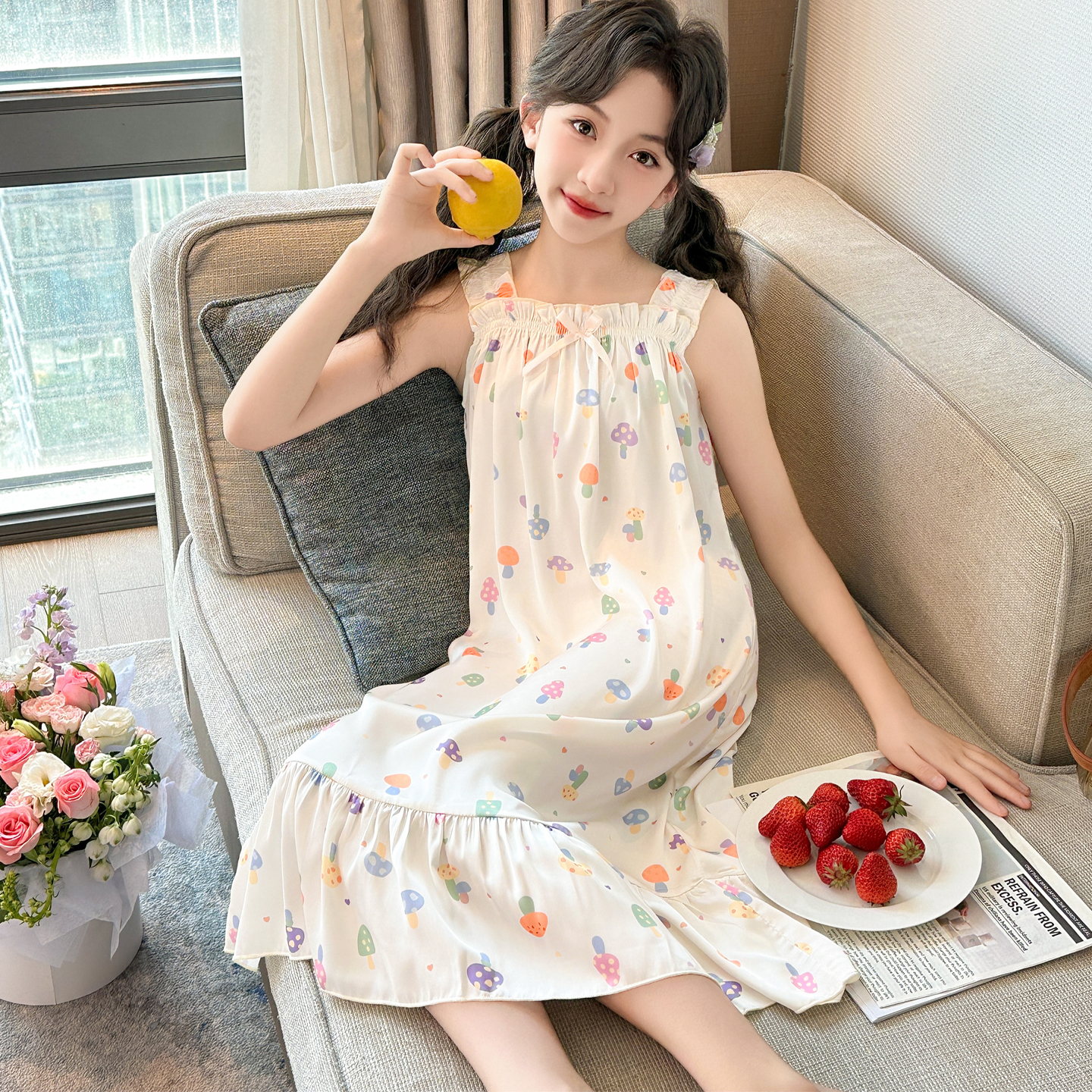 Hoeny童装睡衣裙夏季家居服薄款