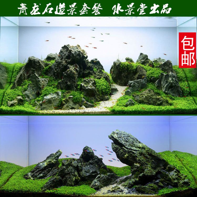 青龙石造景 鱼缸装饰鱼缸装饰水草鱼缸造景真水草鱼缸水草灯