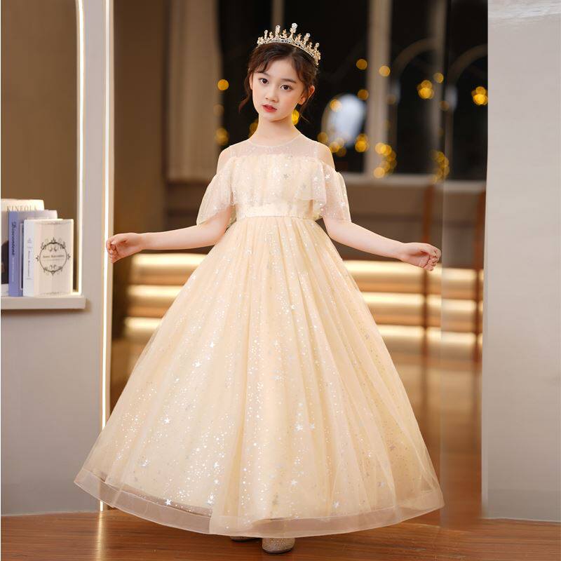 主持人晚礼服端庄大气女童小女孩主持人演出服六一儿童节礼服裙子