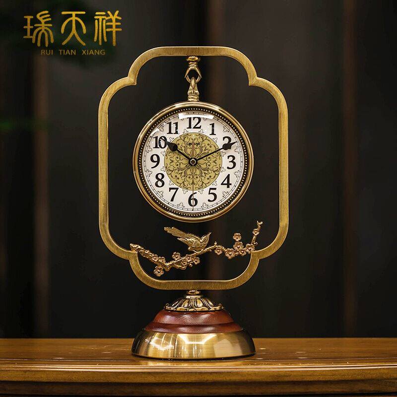 瑞天祥中式装饰座钟客厅创意家用复古台式钟表时钟桌面摆钟坐钟台_虎窝淘