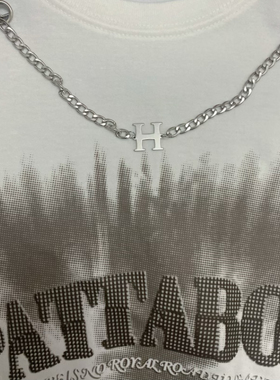 钛钢H百搭嘻哈欧美气质ins领口链条不锈钢链条一字扣款可拆卸