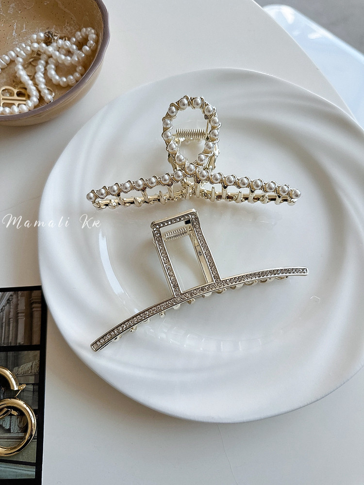 法式珍珠闪钻合金抓夹女高级感后脑勺大号鲨鱼夹气质ins韩国发抓,饰品/流行首饰/时尚饰品新,发饰,淘宝优惠券,粉丝福利购,淘宝优惠卷